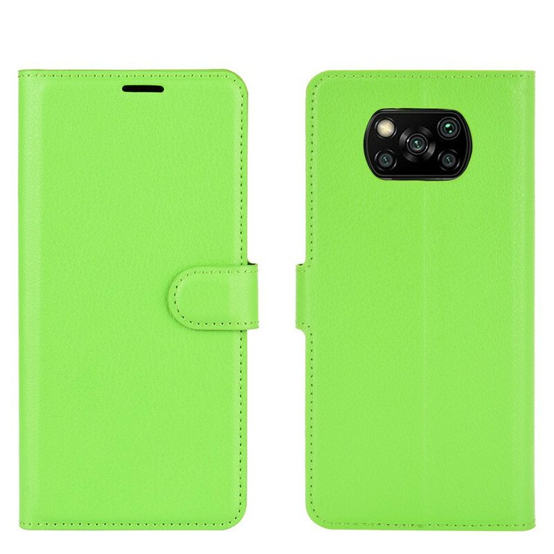 Flip Case Poco X3 / X3 Pro / X3 NFC Klassinen Keinonahka