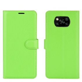 Flip Case Poco X3 / X3 Pro / X3 NFC Klassinen Keinonahka