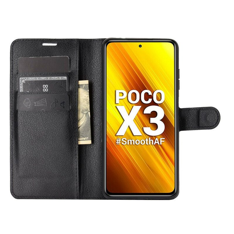 Flip Case Poco X3 / X3 Pro / X3 NFC Klassinen Keinonahka