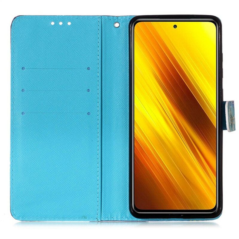 Flip Case Poco X3 / X3 Pro / X3 NFC Kultaiset Perhoset