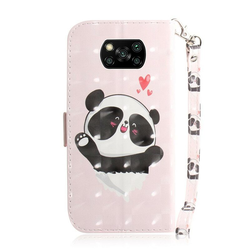 Kotelot Poco X3 / X3 Pro / X3 NFC Suojaketju Kuori Panda Love With Lanyard