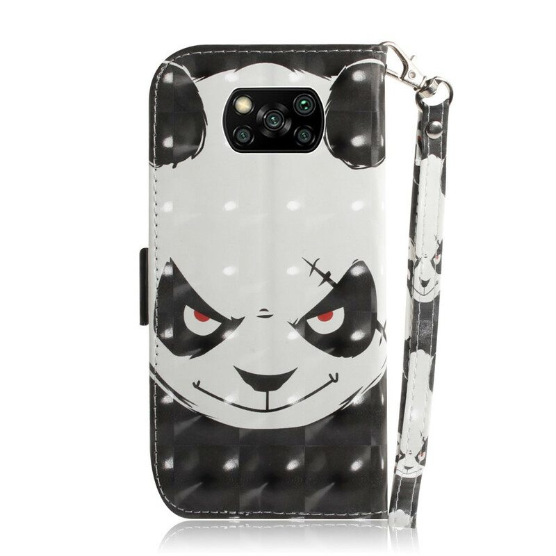 Kotelot Poco X3 / X3 Pro / X3 NFC Suojaketju Kuori Vihainen Panda Kaulanauhan Kanssa