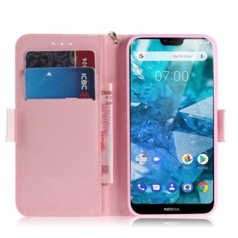 Kotelot Nokia 7.1 Suojaketju Kuori Panda Love With Lanyard