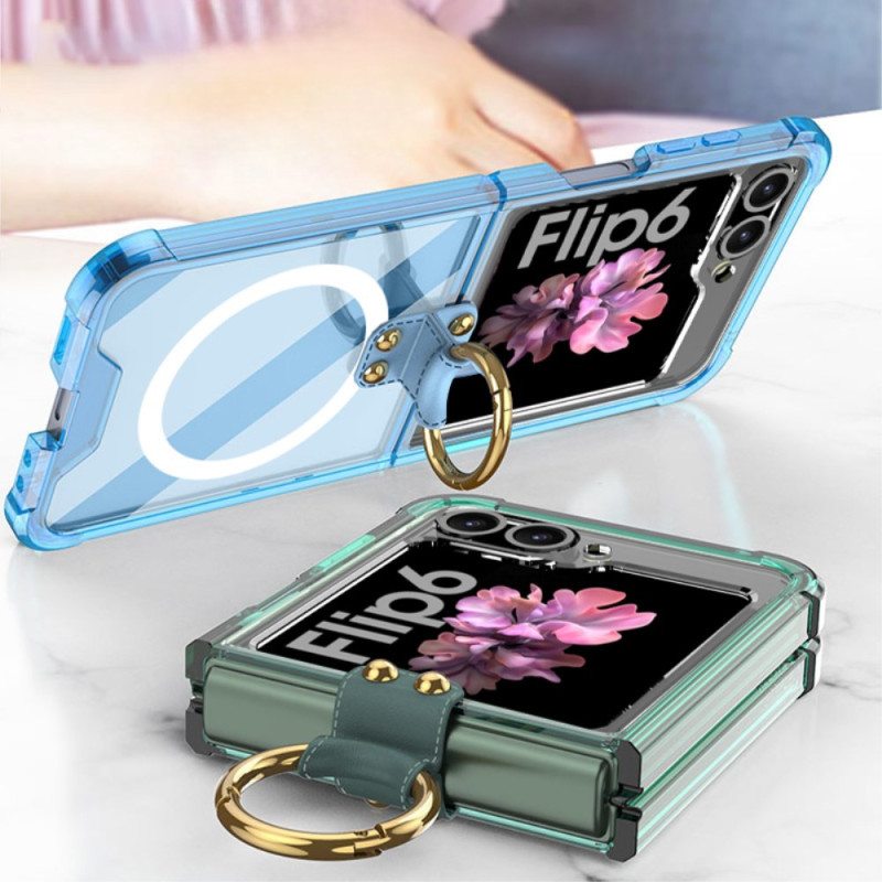 Case Samsung Galaxy Z Flip 6 Puhelinkuoret Läpinäkyvä Rengaspidike Yhteensopiva Magsafe Gkk:n Kanssa