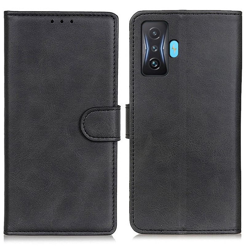 Flip Case Poco F4 GT Matta Keinonahka