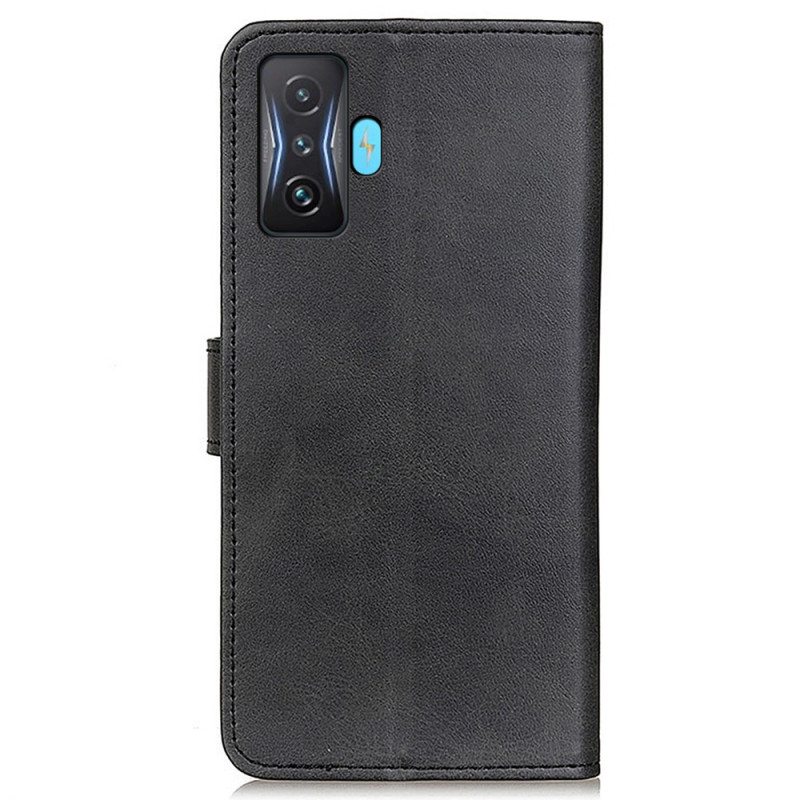 Flip Case Poco F4 GT Matta Keinonahka