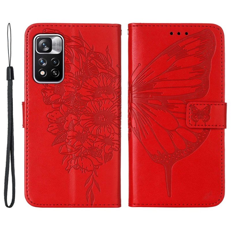 Flip Case Xiaomi Redmi Note 11 Pro Plus 5G Butterfly Design Kaulanauhalla