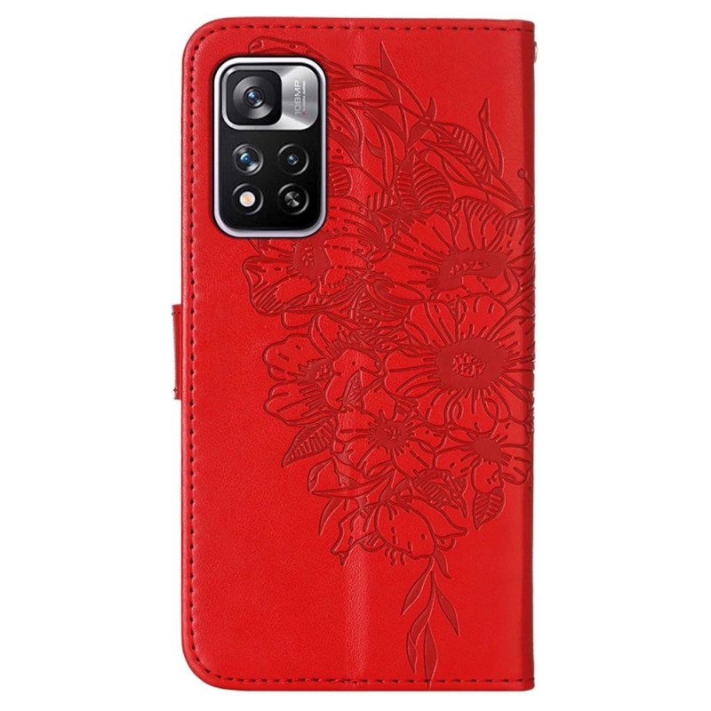 Flip Case Xiaomi Redmi Note 11 Pro Plus 5G Butterfly Design Kaulanauhalla