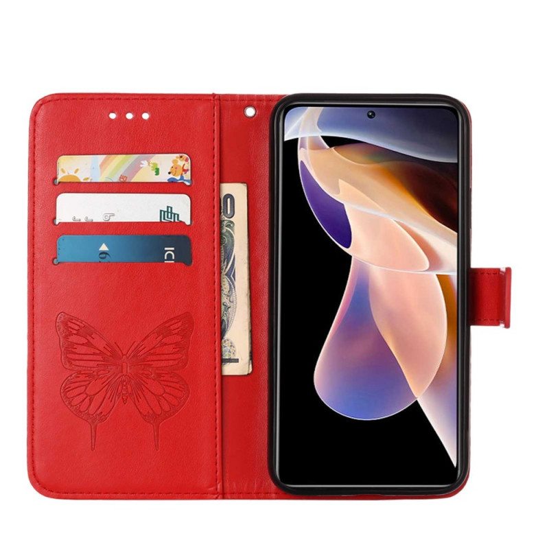 Flip Case Xiaomi Redmi Note 11 Pro Plus 5G Butterfly Design Kaulanauhalla