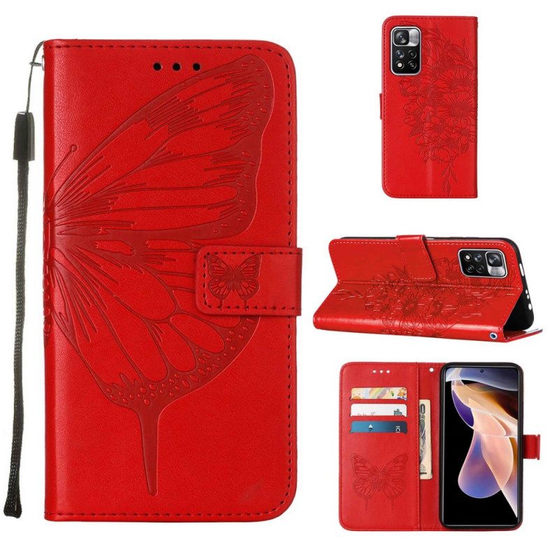 Flip Case Xiaomi Redmi Note 11 Pro Plus 5G Butterfly Design Kaulanauhalla