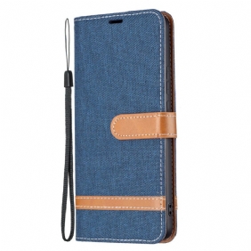 Flip Case Xiaomi Redmi Note 11 Pro Plus 5G Suojaketju Kuori Kangas- Ja Nahkaefektihihna