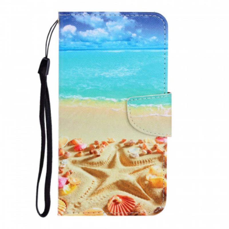 Flip Case Xiaomi Redmi Note 11 Pro Plus 5G Suojaketju Kuori Lanyard Beach