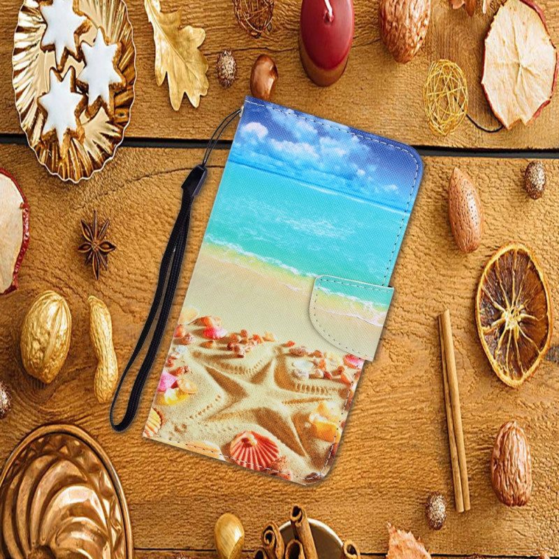 Flip Case Xiaomi Redmi Note 11 Pro Plus 5G Suojaketju Kuori Lanyard Beach