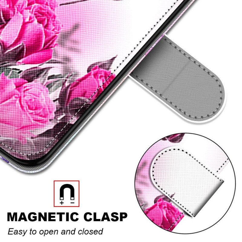 Flip Case Xiaomi Redmi Note 11 Pro Plus 5G Suojaketju Kuori Strap Kukat