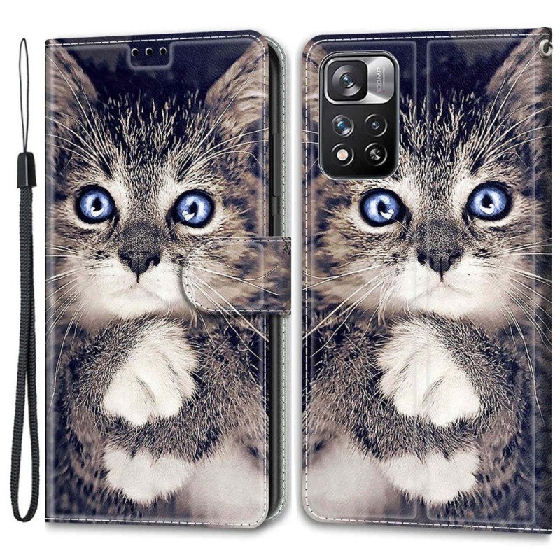 Flip Case Xiaomi Redmi Note 11 Pro Plus 5G Suojaketju Kuori Thong Cat Fan