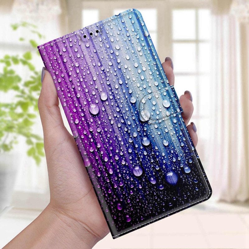 Flip Case Xiaomi Redmi Note 11 Pro Plus 5G Vesipisarat Kaulanauhalla