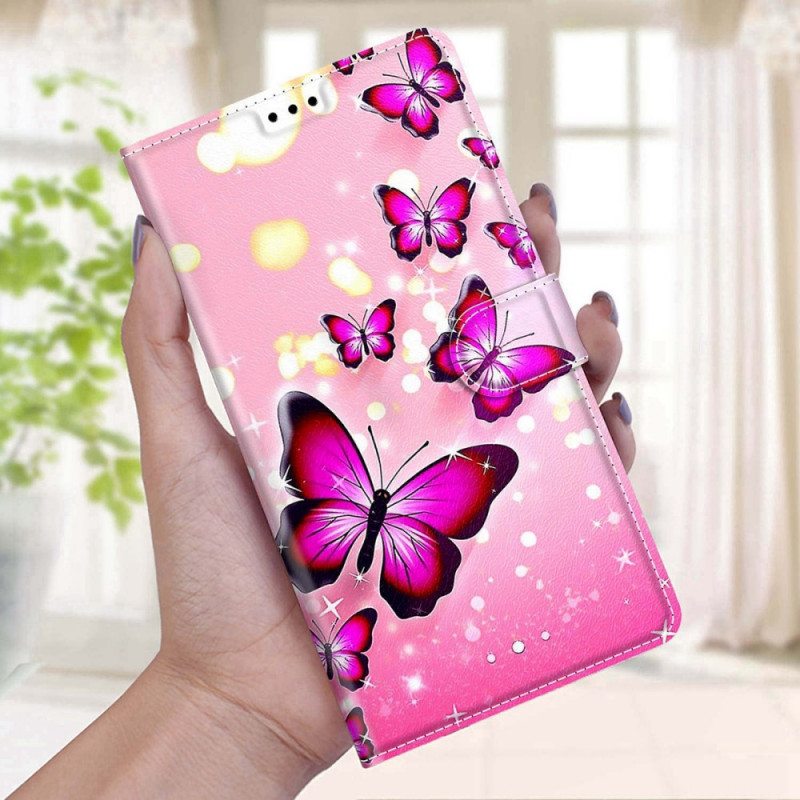 Kotelot Xiaomi Redmi Note 11 Pro Plus 5G Suojaketju Kuori Strap Butterflies Fan