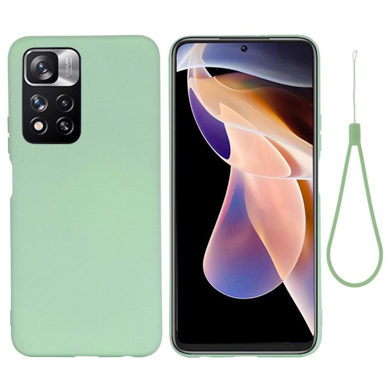 Kuori Xiaomi Redmi Note 11 Pro Plus 5G Nestemäinen Silikoni Kaulanauhalla