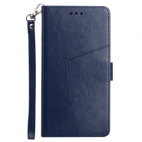 Nahkakotelo Xiaomi Redmi Note 11 Pro Plus 5G Suojaketju Kuori Strappy Geometric Leather Style