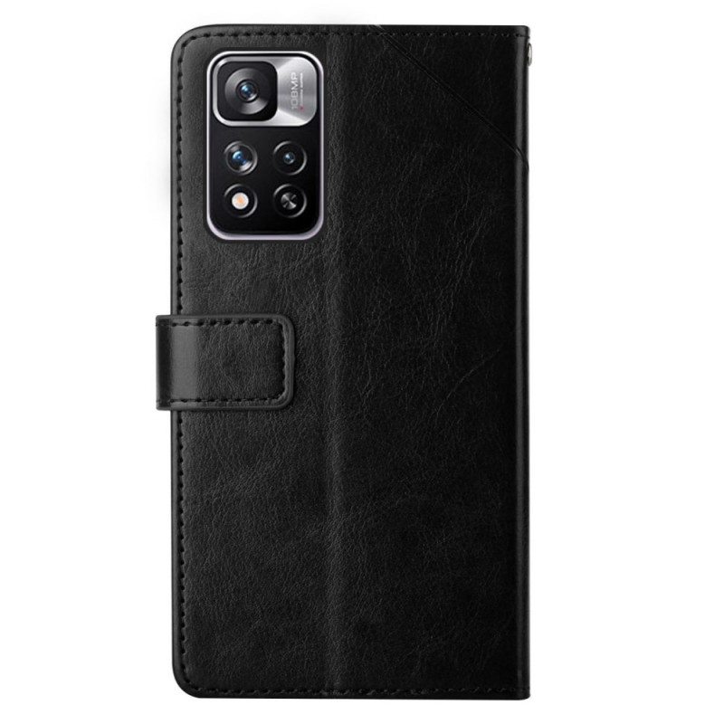 Nahkakotelo Xiaomi Redmi Note 11 Pro Plus 5G Suojaketju Kuori Strappy Geometric Leather Style