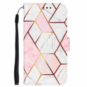 Flip Case OnePlus 9 Pro Suojaketju Kuori Raidallinen Geometrinen Marmori