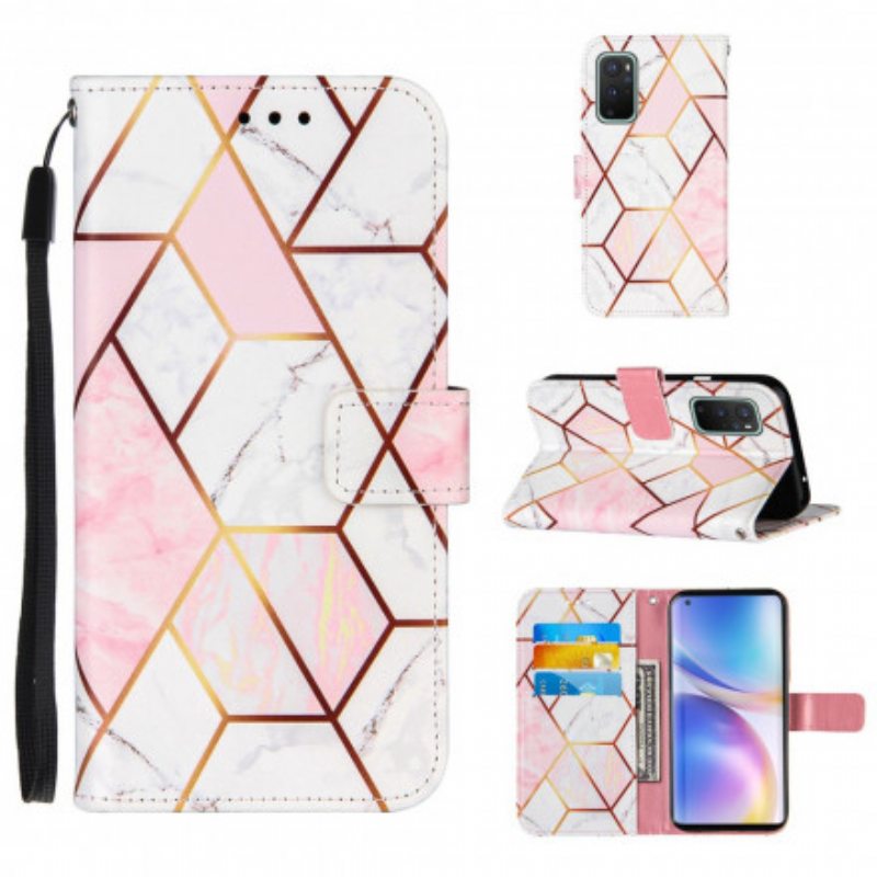 Flip Case OnePlus 9 Pro Suojaketju Kuori Raidallinen Geometrinen Marmori