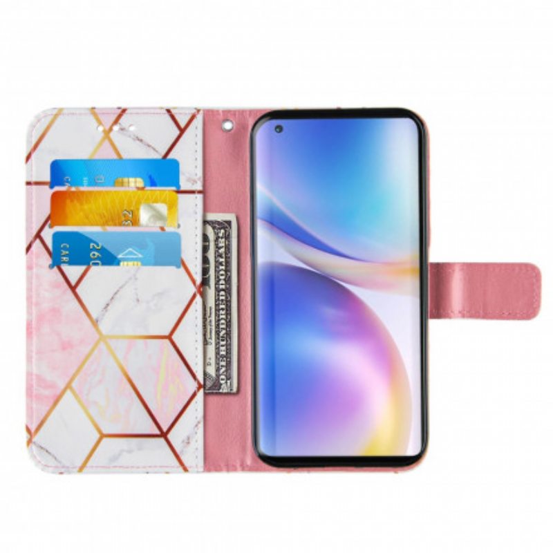 Flip Case OnePlus 9 Pro Suojaketju Kuori Raidallinen Geometrinen Marmori