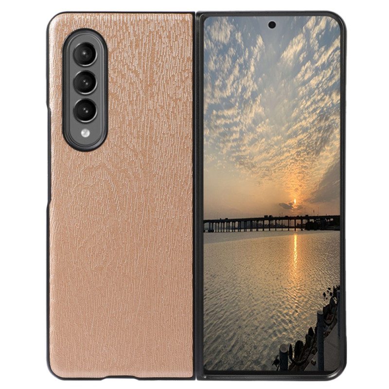 Case Samsung Galaxy Z Fold 4 Faux Leather Puun Rakenne