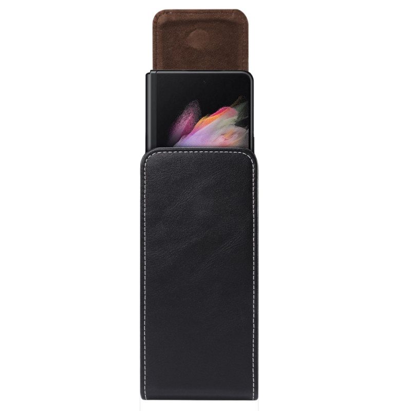 Nahkakotelo Samsung Galaxy Z Fold 4 Mikrokuituinen Nahkainen Vyöpussi