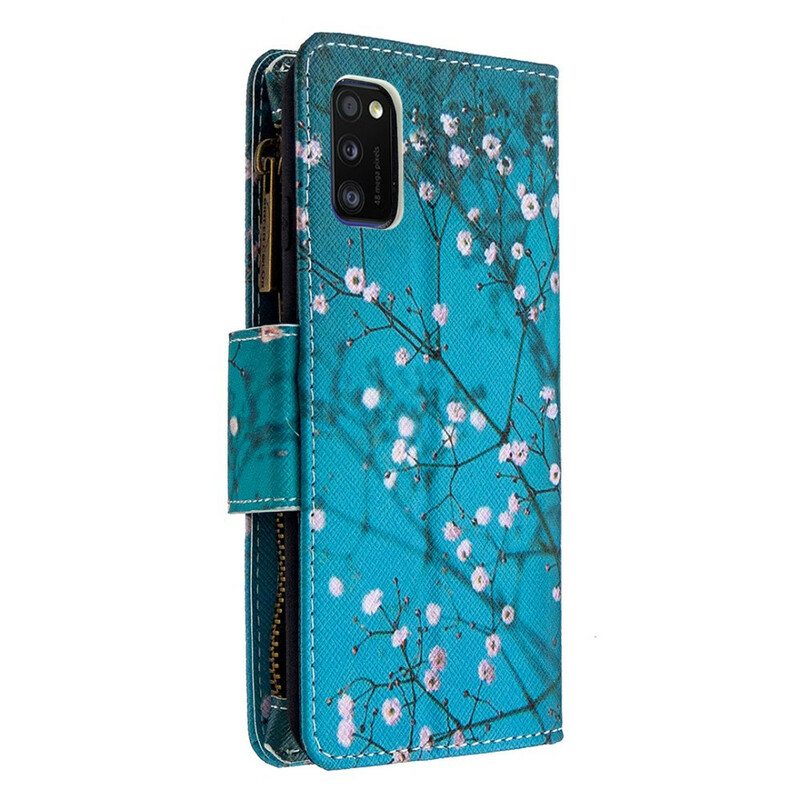 Flip Case Samsung Galaxy A41 Vetoketjullinen Puutasku