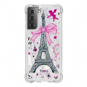 Case Samsung Galaxy S21 5G Eiffel-tornin Paljetteja