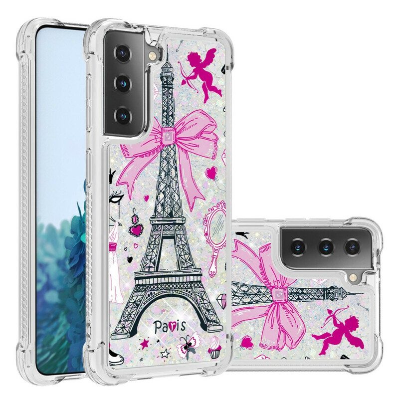 Case Samsung Galaxy S21 5G Eiffel-tornin Paljetteja