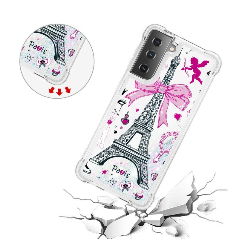 Case Samsung Galaxy S21 5G Eiffel-tornin Paljetteja