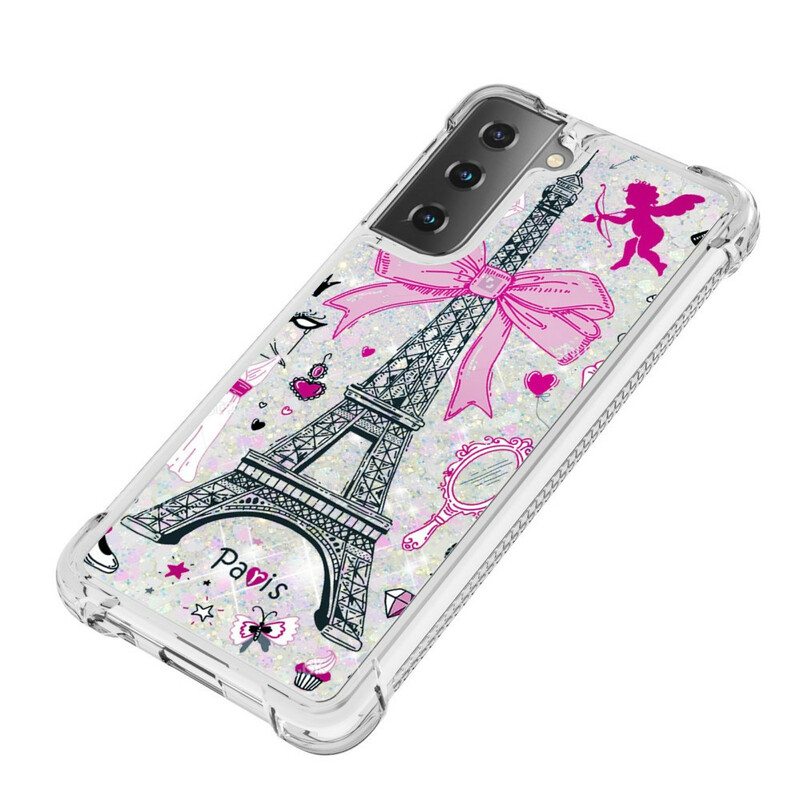 Case Samsung Galaxy S21 5G Eiffel-tornin Paljetteja