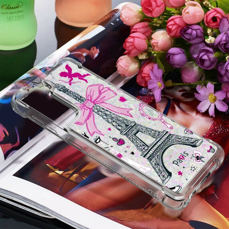 Case Samsung Galaxy S21 5G Eiffel-tornin Paljetteja