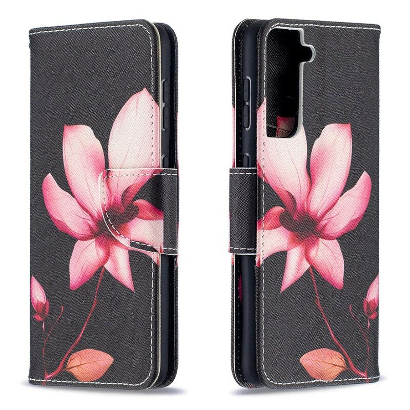 Flip Case Samsung Galaxy S21 5G Vaaleanpunainen Kukka