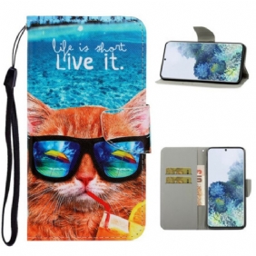 Kotelot Samsung Galaxy S21 5G Suojaketju Kuori Cat Live It Strappy