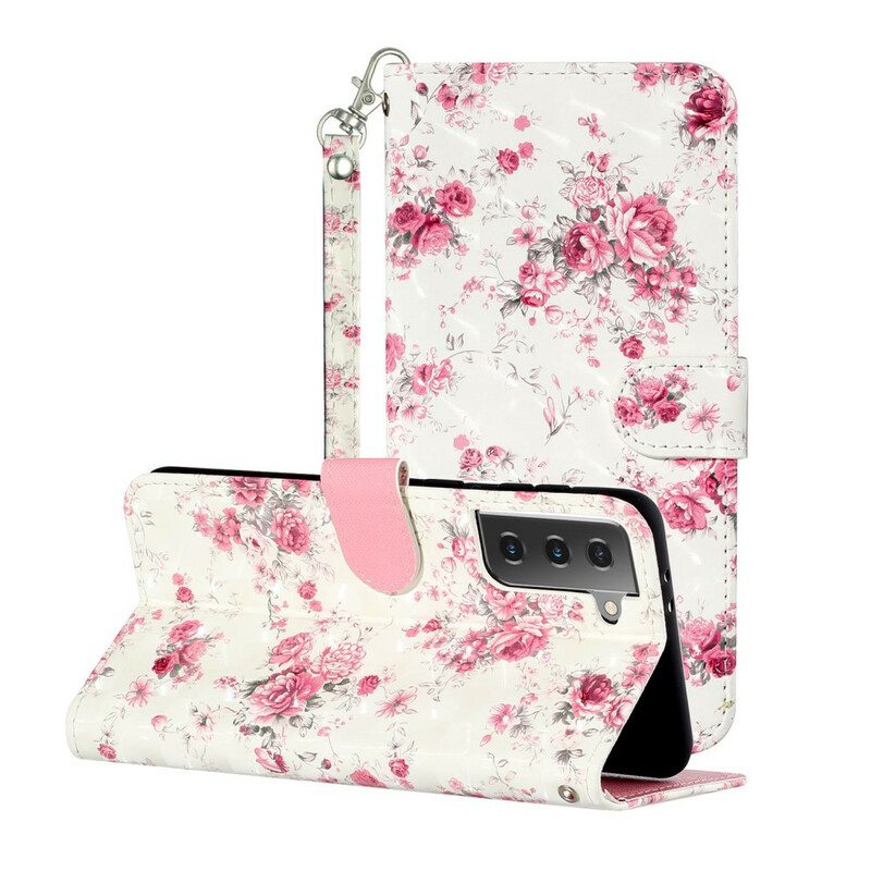 Kotelot Samsung Galaxy S21 5G Suojaketju Kuori Strap Light Spot Flowers