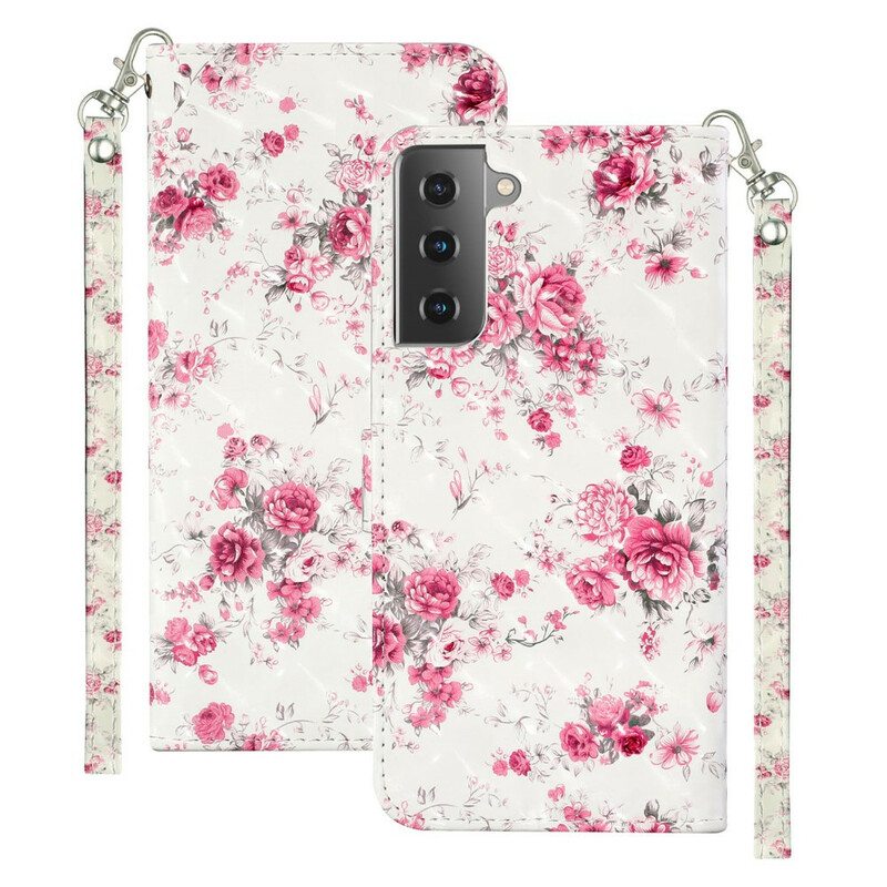 Kotelot Samsung Galaxy S21 5G Suojaketju Kuori Strap Light Spot Flowers