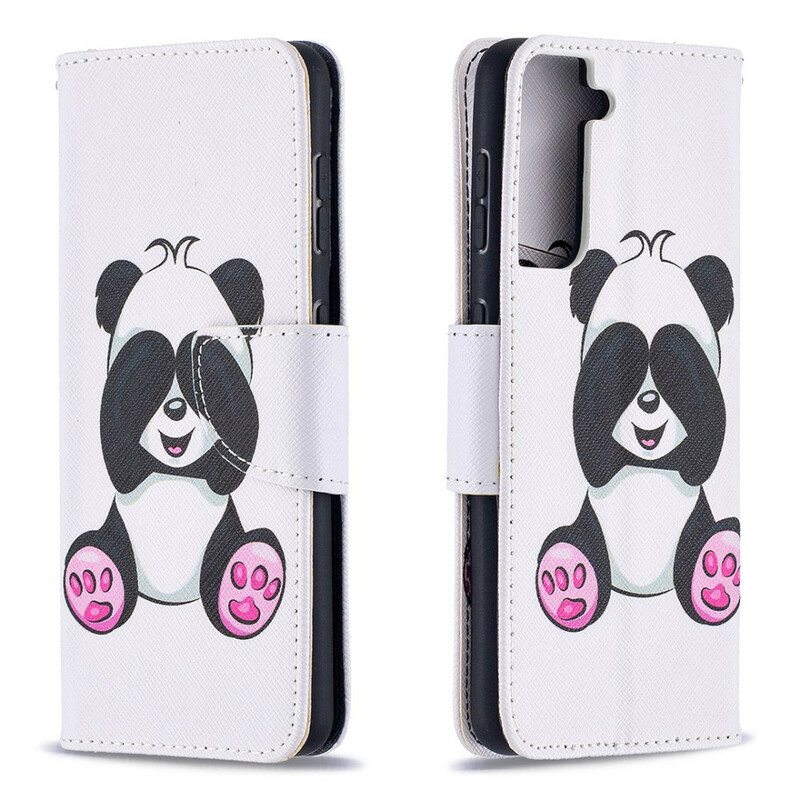 Nahkakotelo Samsung Galaxy S21 5G Panda Hauskaa