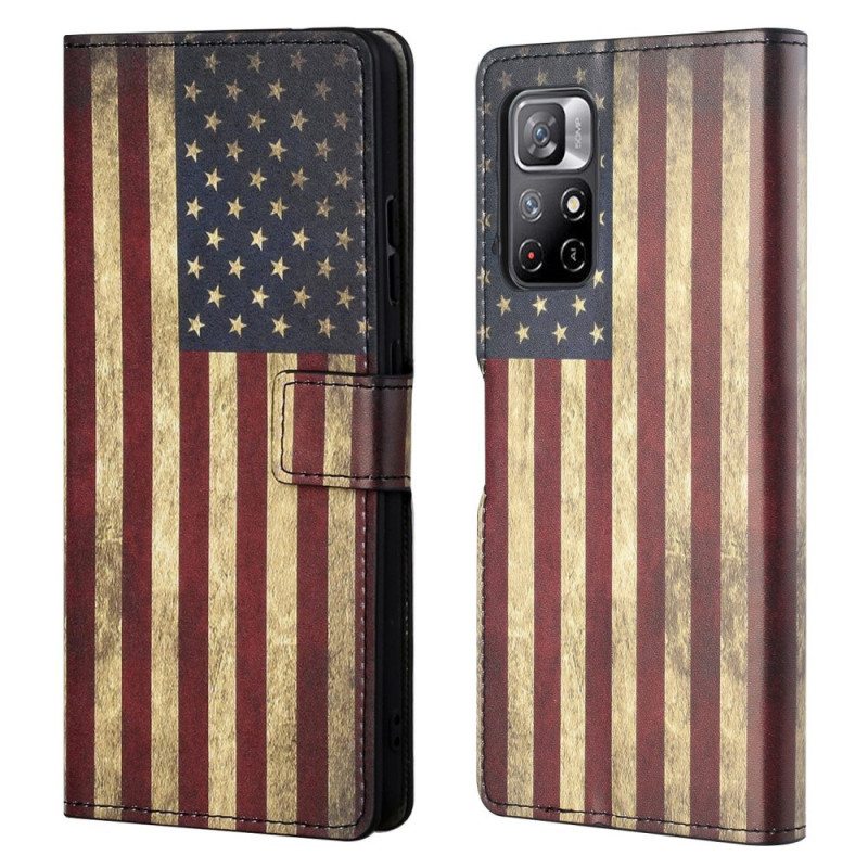 Flip Case Poco M4 Pro 5G Amerikan Lippu