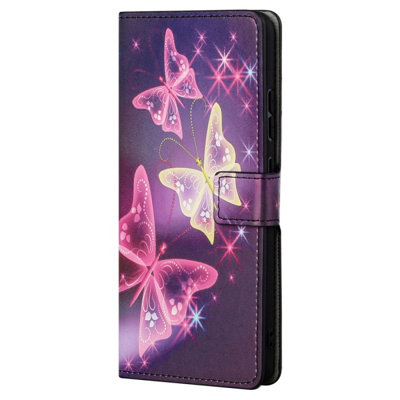 Flip Case Poco M4 Pro 5G Perhosia Ja Kukkia