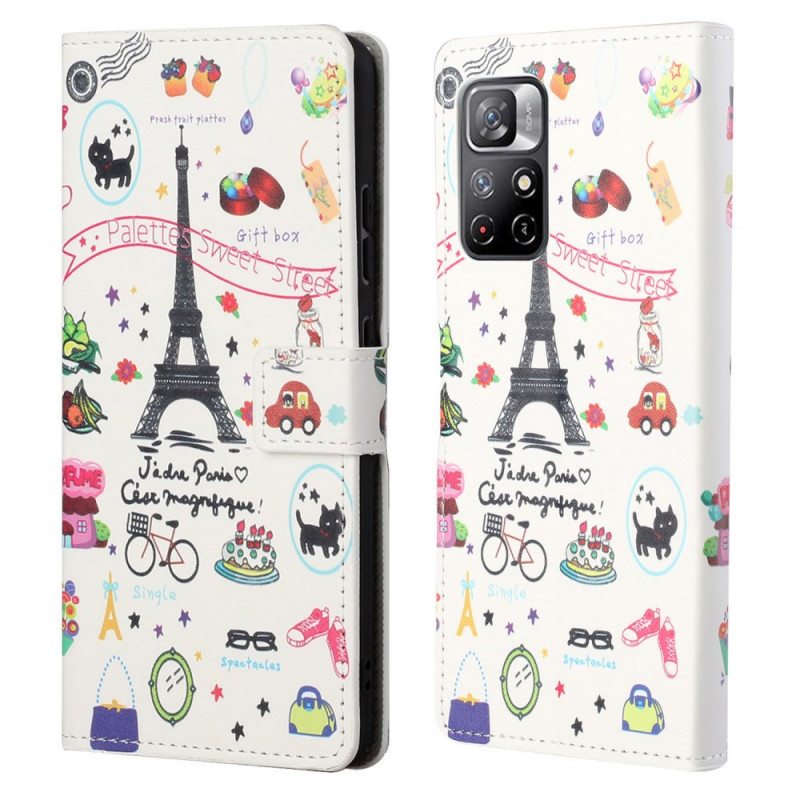 Flip Case Poco M4 Pro 5G Rakastan Pariisia