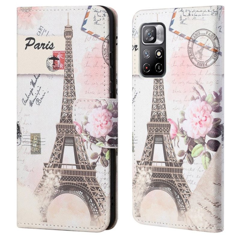 Flip Case Poco M4 Pro 5G Retro Eiffel-torni