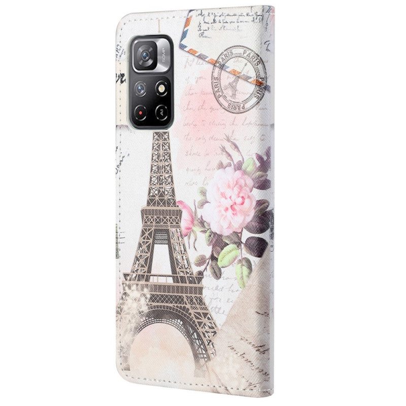 Flip Case Poco M4 Pro 5G Retro Eiffel-torni