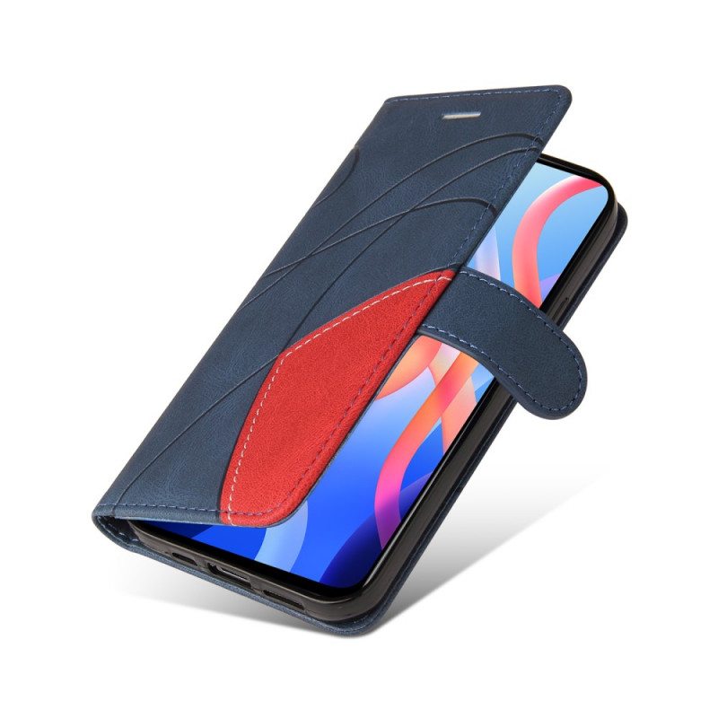 Nahkakotelo Poco M4 Pro 5G Kaksisävyinen Signature Faux Leather