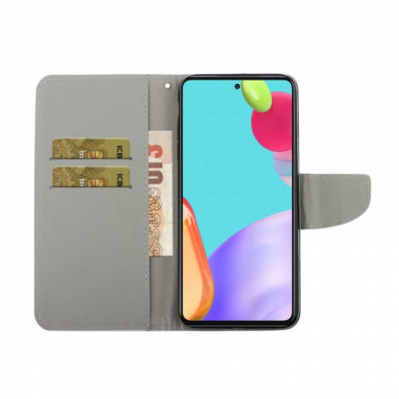 Flip Case Samsung Galaxy A52 4G / A52 5G / A52s 5G Suojaketju Kuori Kissa Älä Koske Minuun Hihnalla