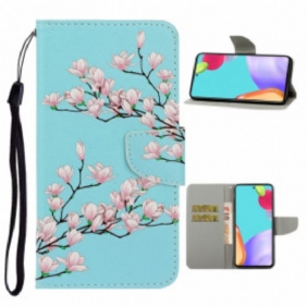 Flip Case Samsung Galaxy A52 4G / A52 5G / A52s 5G Suojaketju Kuori Strappy Pensas