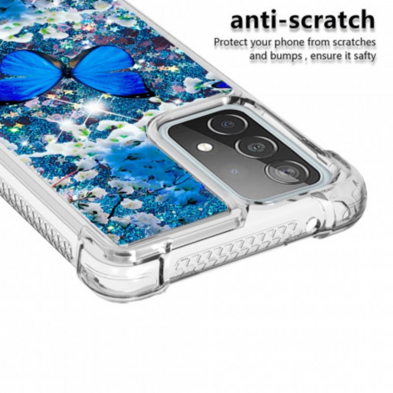 Kuori Samsung Galaxy A52 4G / A52 5G / A52s 5G Glitter Blue Perhoset