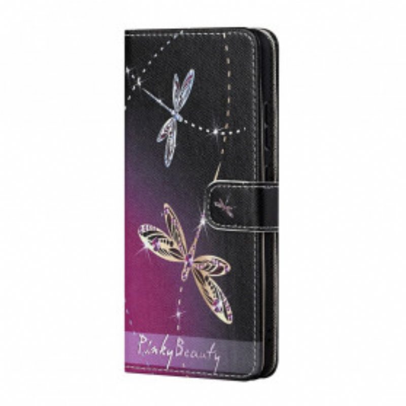 Flip Case Xiaomi Redmi 10 Suojaketju Kuori Strappy Dragonflies